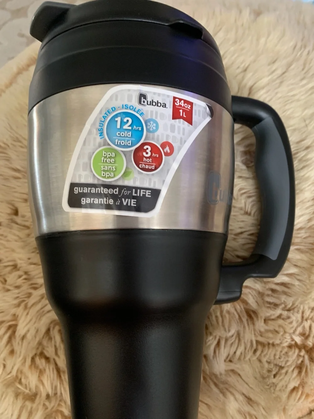Stainless Steel Insulated Travel Mug - Black/Silver